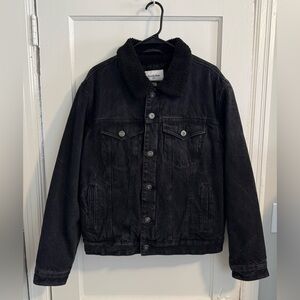 Goodfellow & Co Men's Black Sherpa-Lined Denim Jacket - Classic & Warm